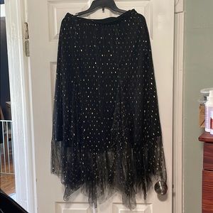 Eva Franco Anthropologie Zelda Metallic Tulle Midi Skirt